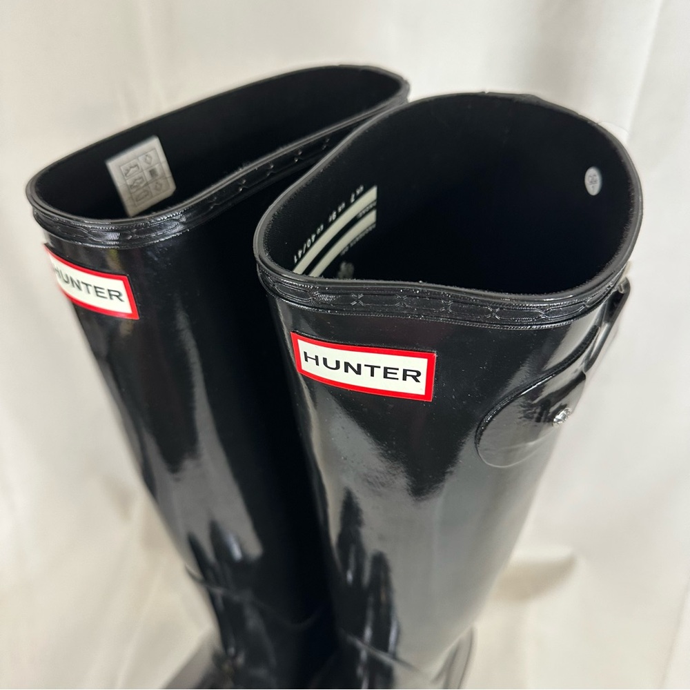 HUNTER Women’s Size 9 Boots Original Tall Waterproof Black Rain Buckle Black - Picture 3 of 16